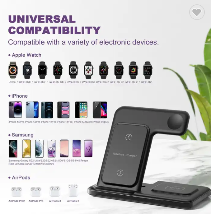 CARGADOR 3 EN 1 PARA CELULAR, SMARTWATCH Y AUDIFONO